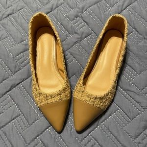 🆕 Metallic Tweed Faux Leather Cap Toe Flats